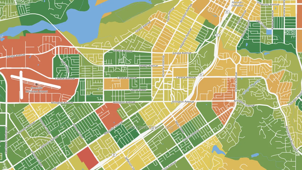 Magnolia Center, Riverside, CA Map of Arson Rates