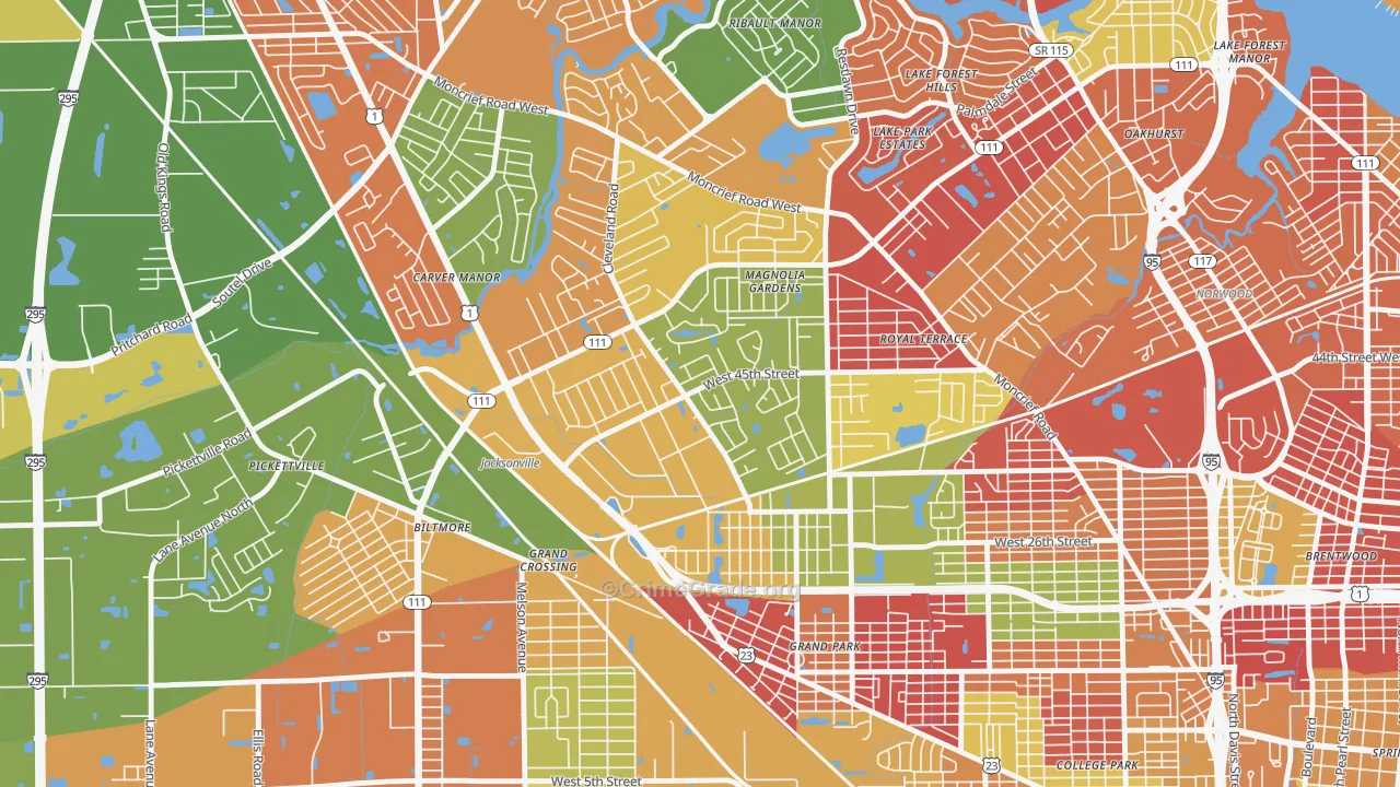 Magnolia Gardens, Jacksonville, FL Map of Arson Rates