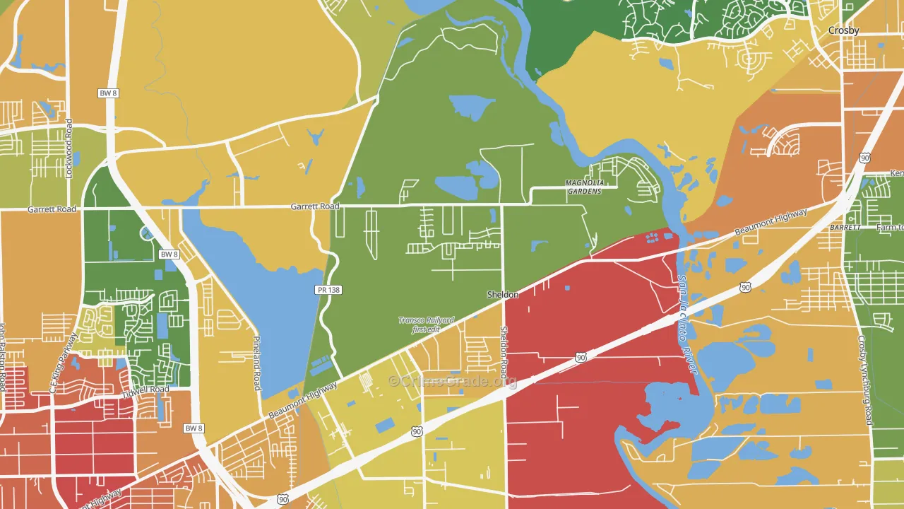 Magnolia Gardens, TX Map of Arson Rates