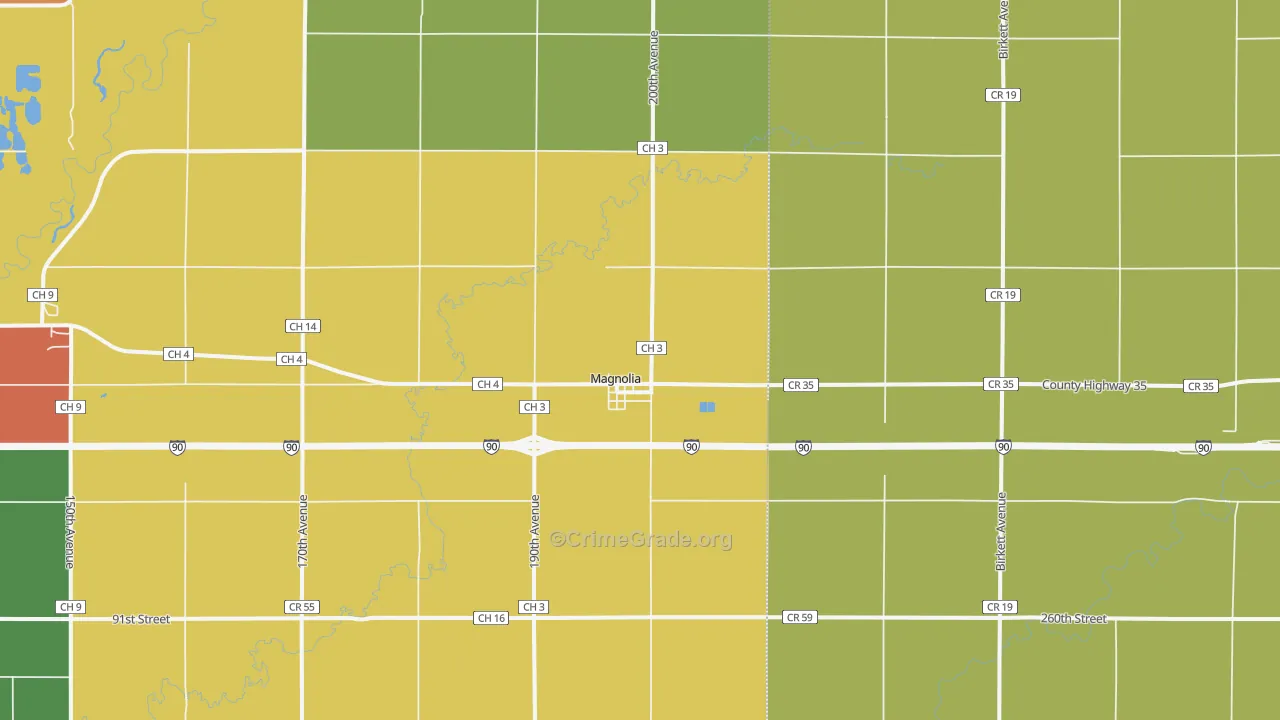 Magnolia, MN Map of Arson Rates
