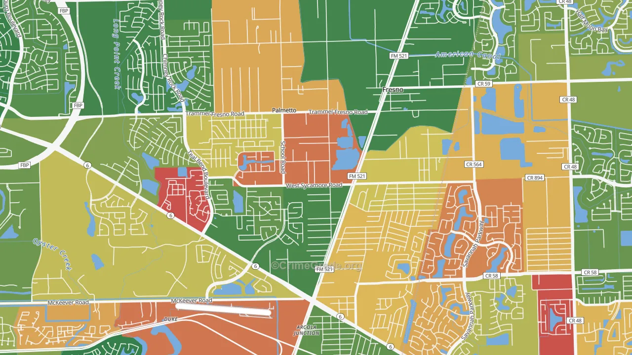 Magnolia Place, Fresno, TX Map of Arson Rates