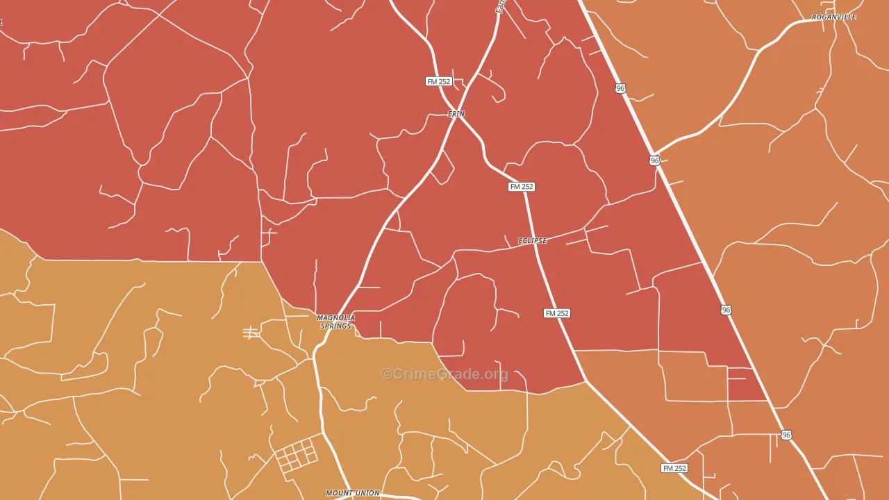Magnolia Springs, TX Map of Arson Rates