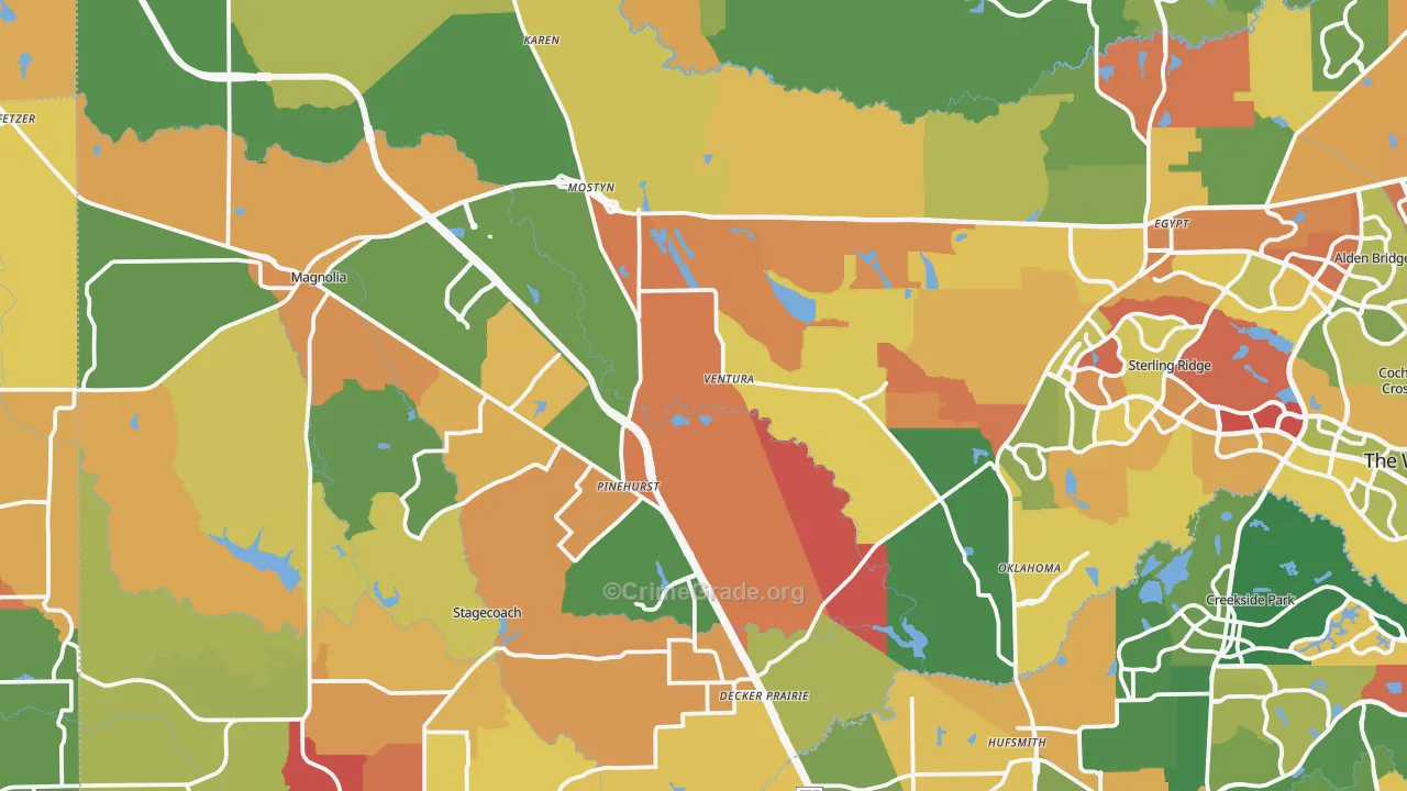 Magnolia, TX Map of Arson Rates