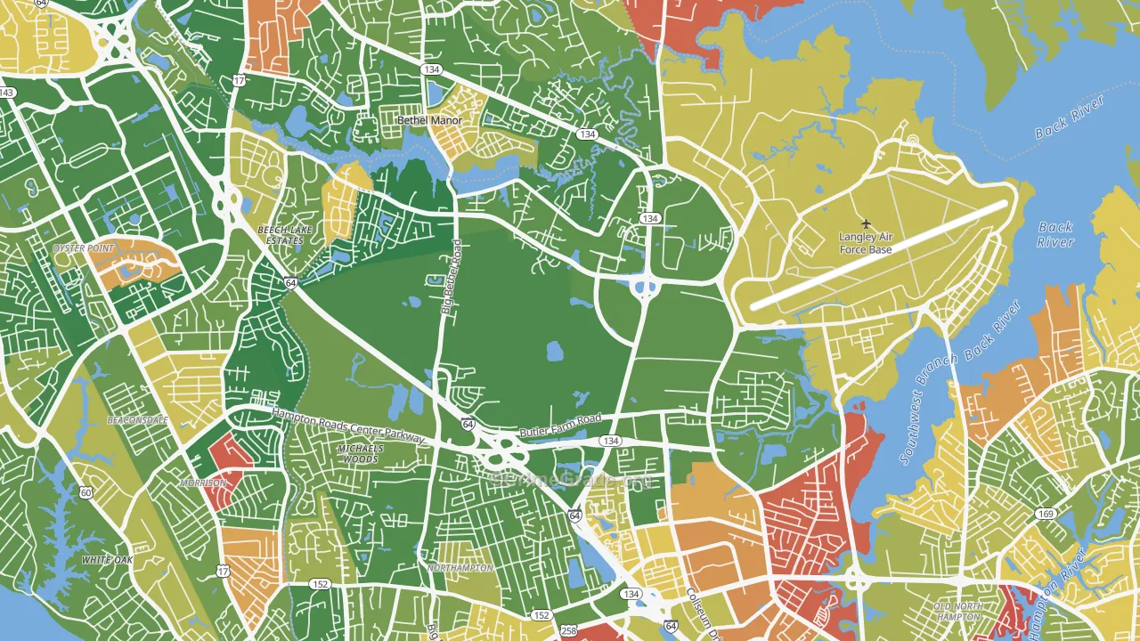 Magruder, Hampton, VA Map of Arson Rates