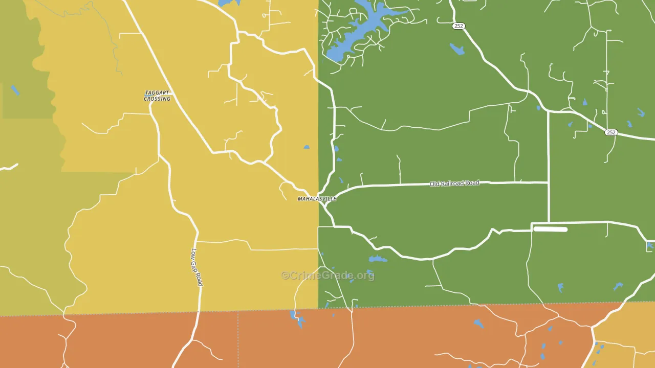 Mahalasville, IN Map of Arson Rates