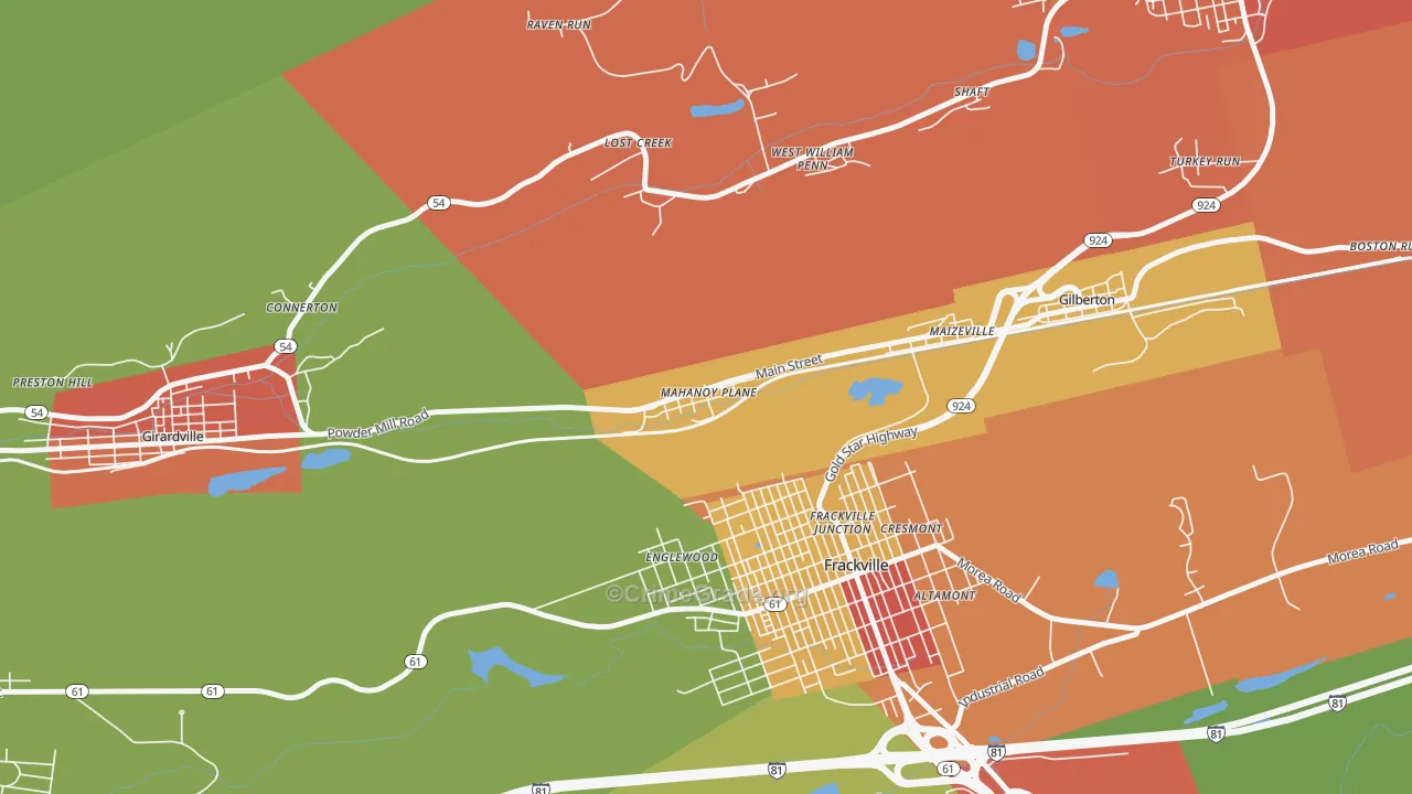 Mahanoy Plane, PA Map of Arson Rates