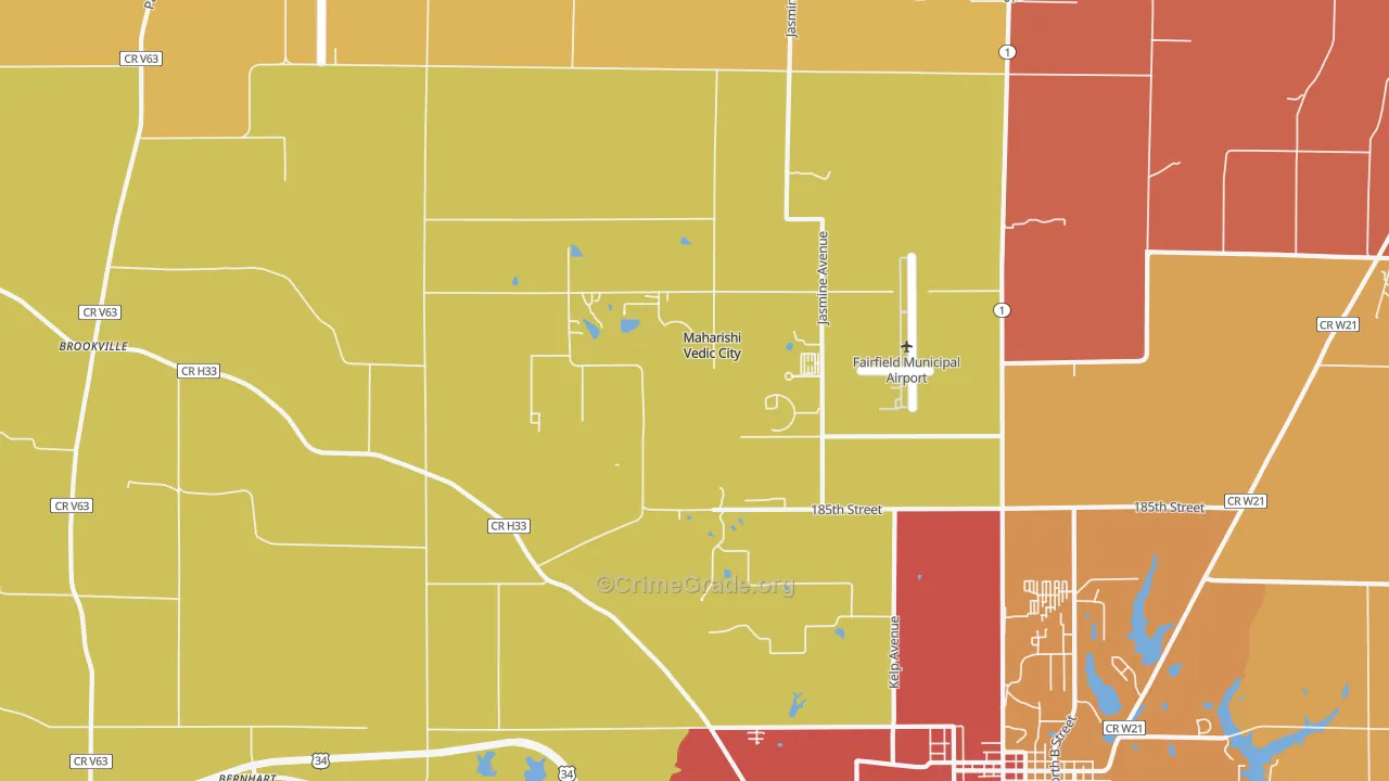 Maharishi Vedic City, IA Map of Arson Rates
