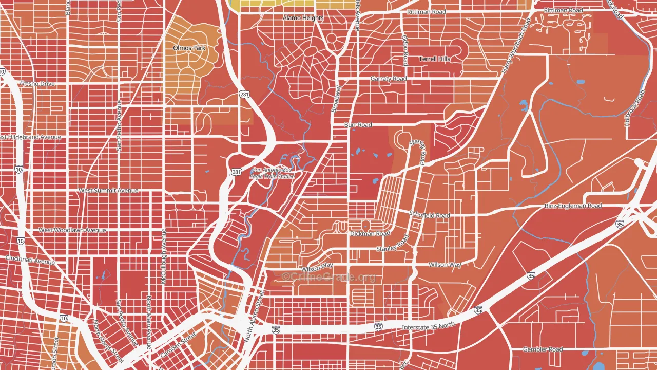 Mahncke Park, San Antonio, TX Map of Arson Rates