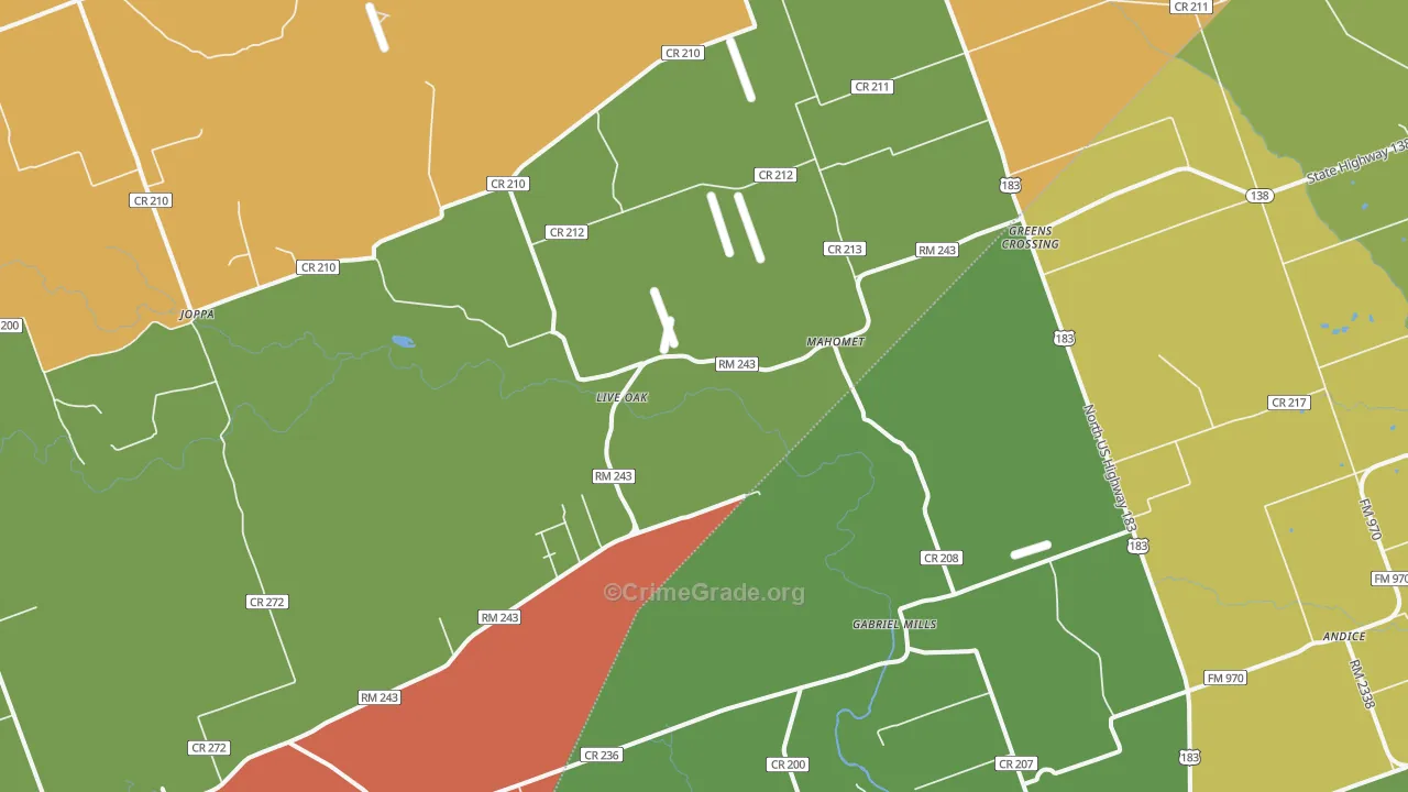 Mahomet, TX Map of Arson Rates