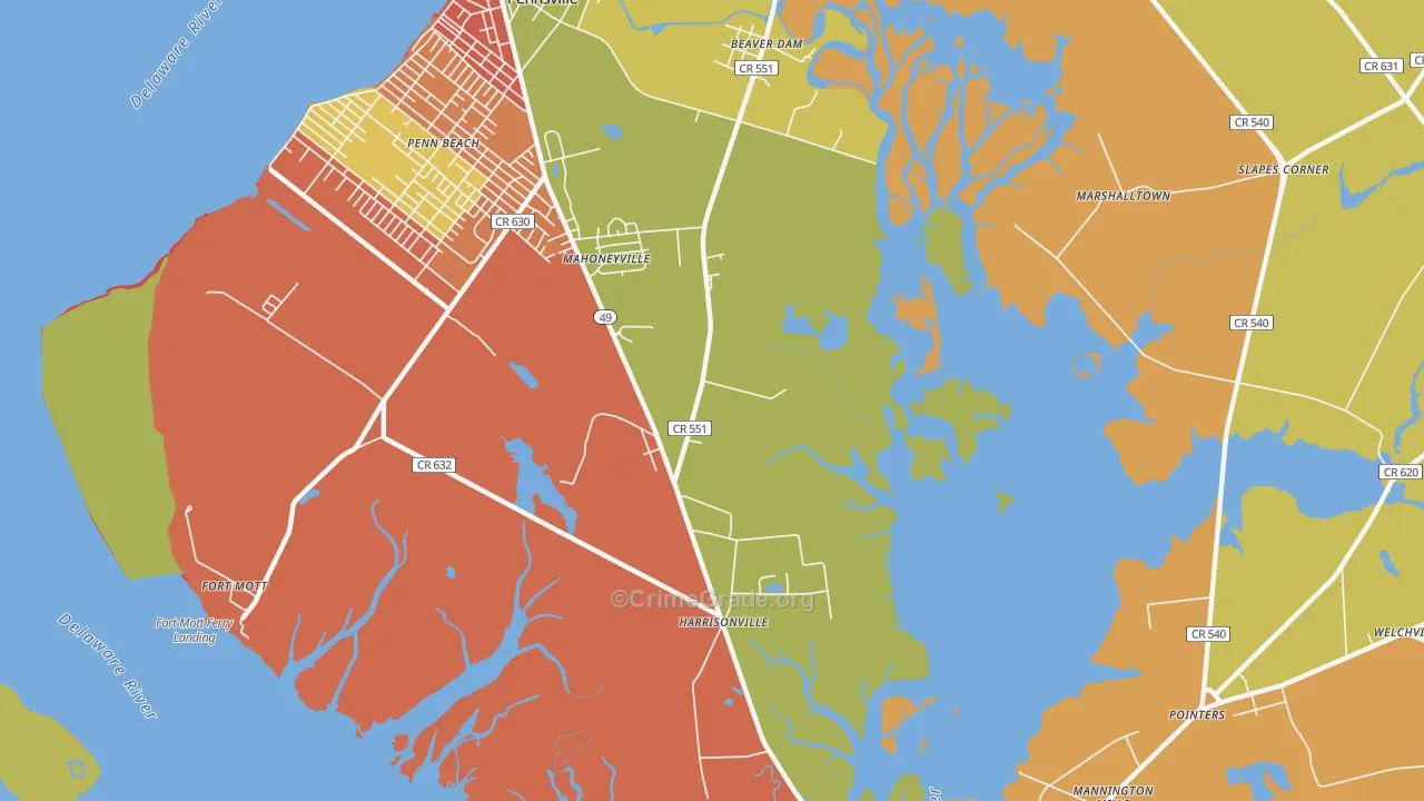 Mahoneyville, NJ Map of Arson Rates