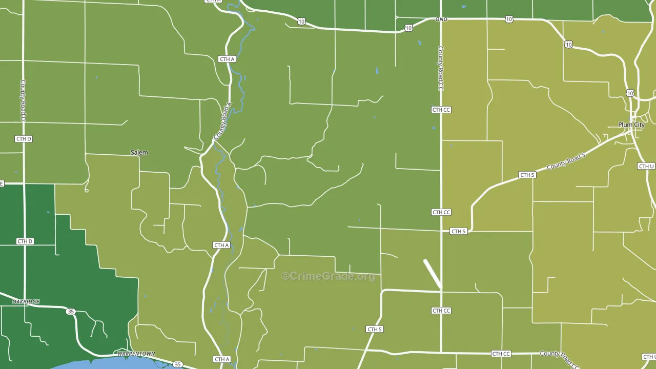 Maiden Rock, WI Map of Arson Rates