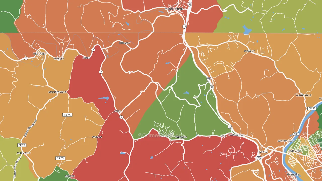 Maidsville, WV Map of Arson Rates