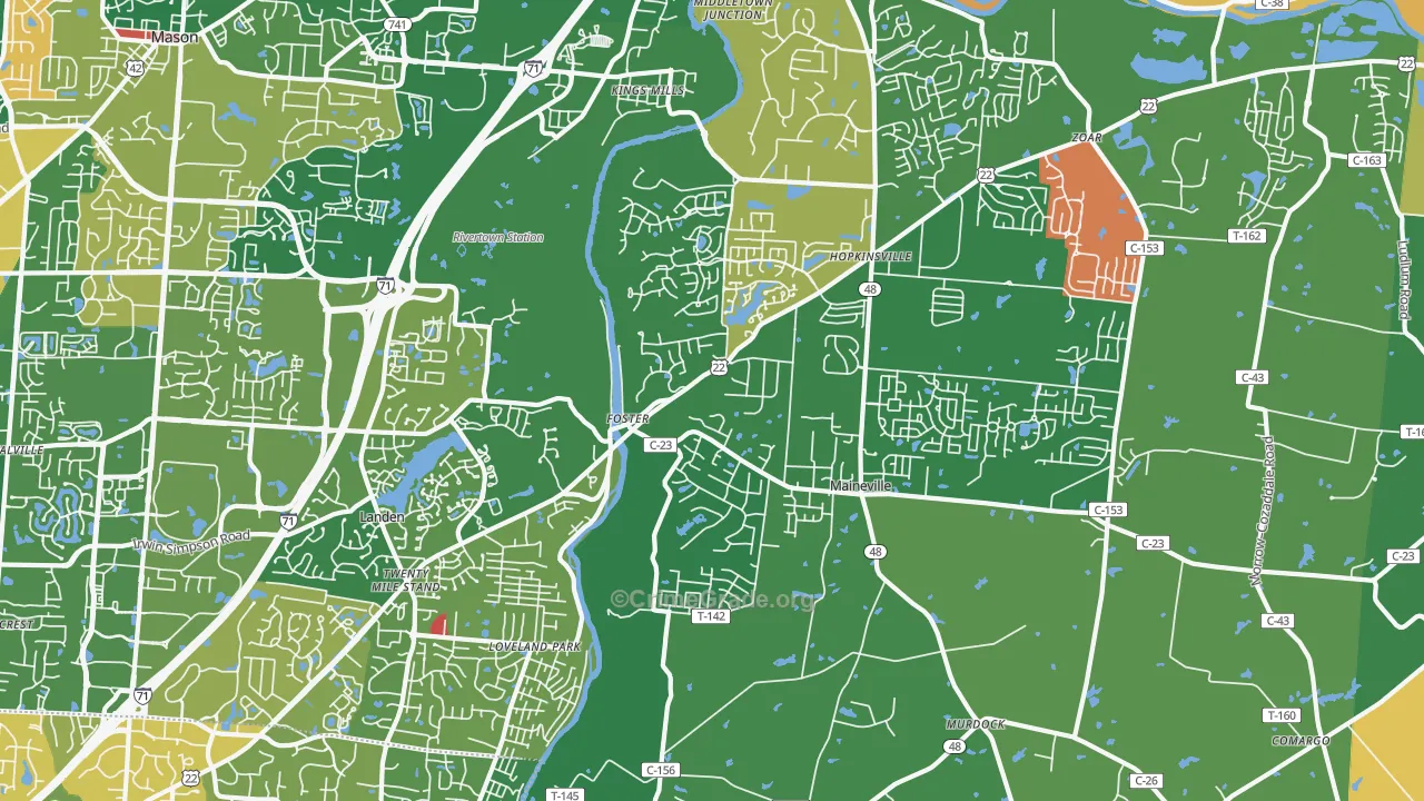 Maineville, OH Map of Arson Rates