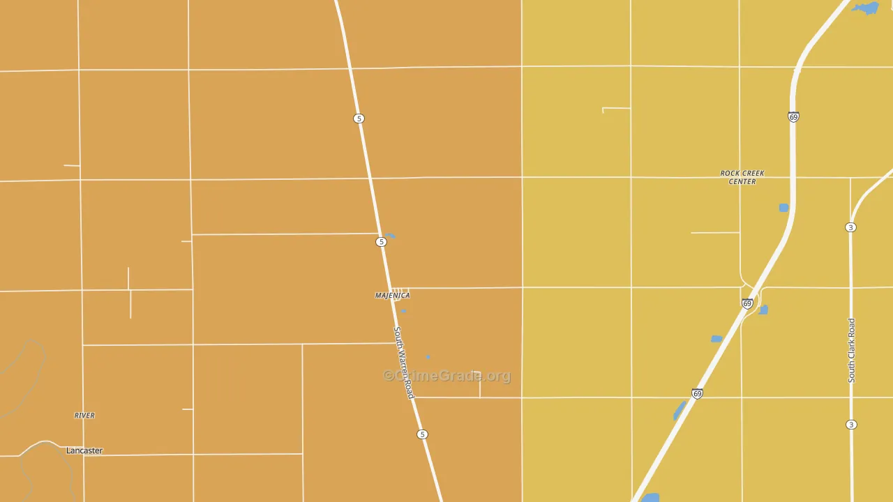 Majenica, IN Map of Arson Rates