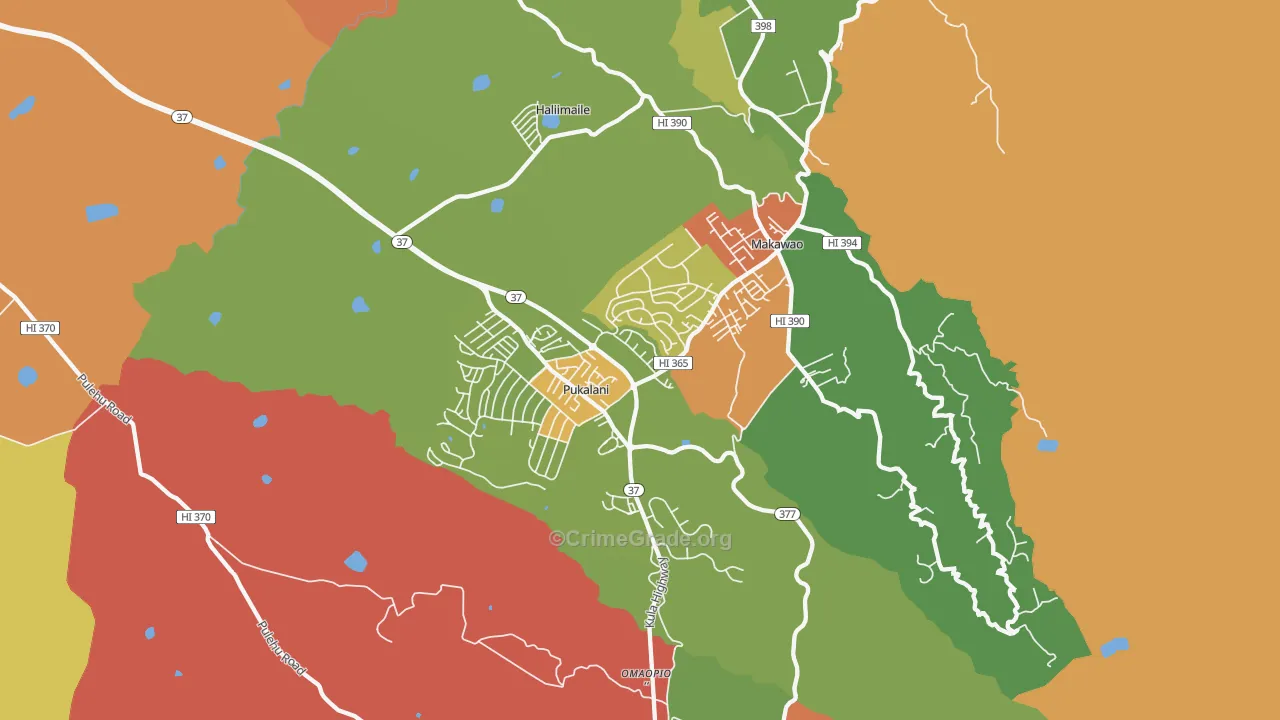 Makawao, HI Map of Arson Rates