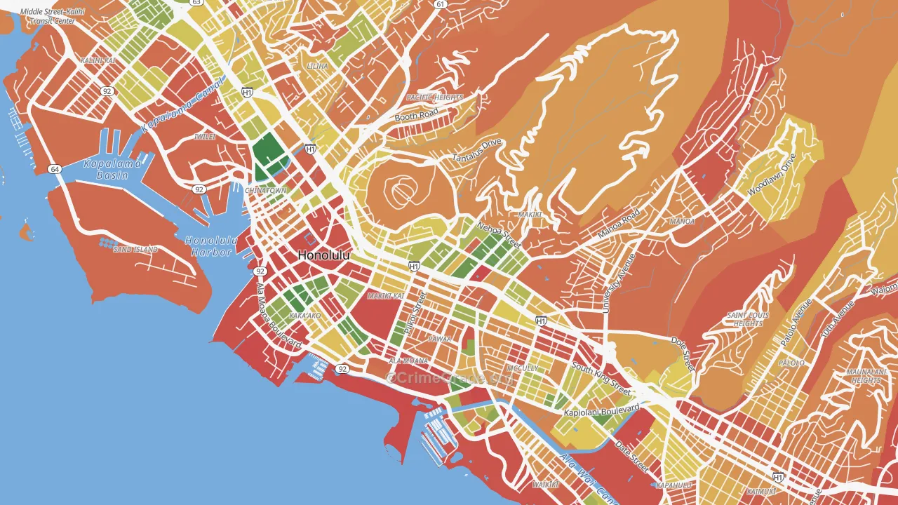 Makiki, Honolulu, HI Map of Arson Rates