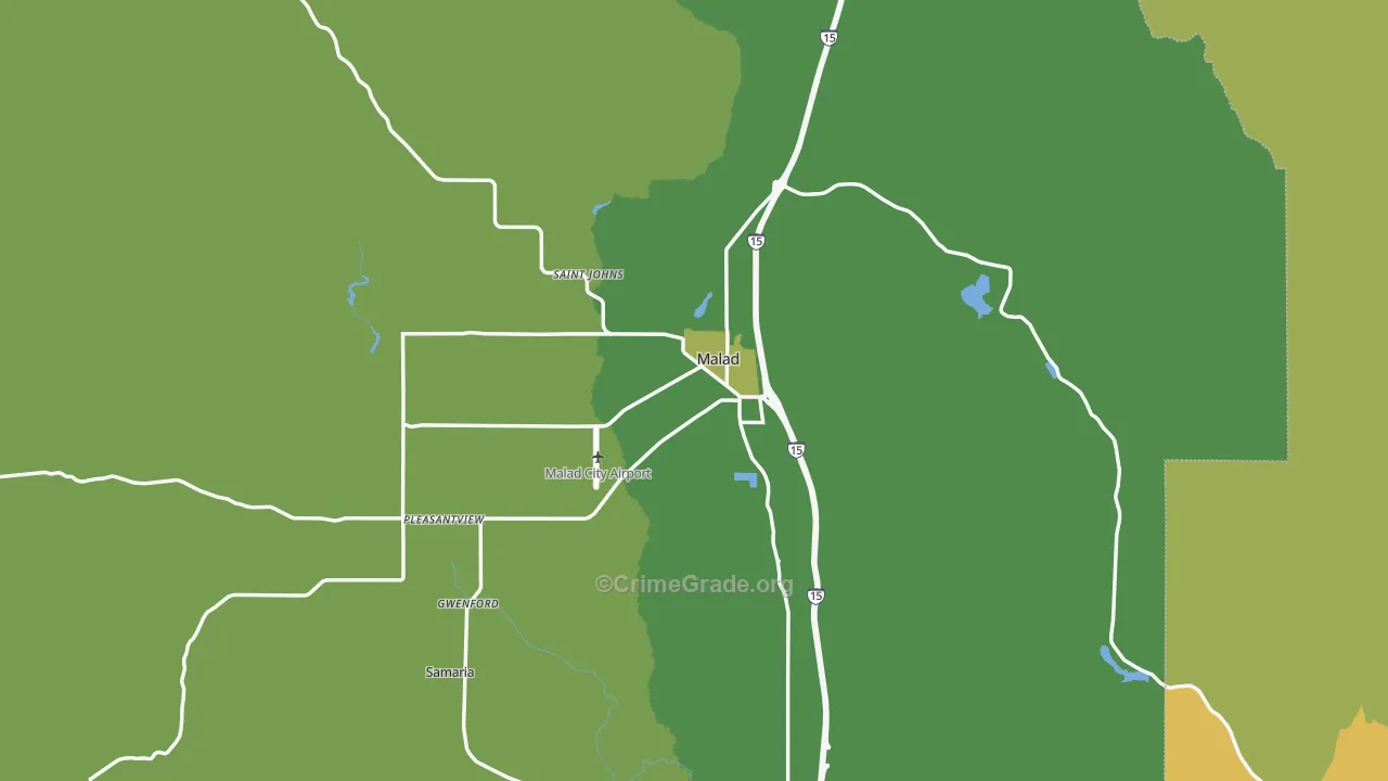 Malad City, ID Map of Arson Rates
