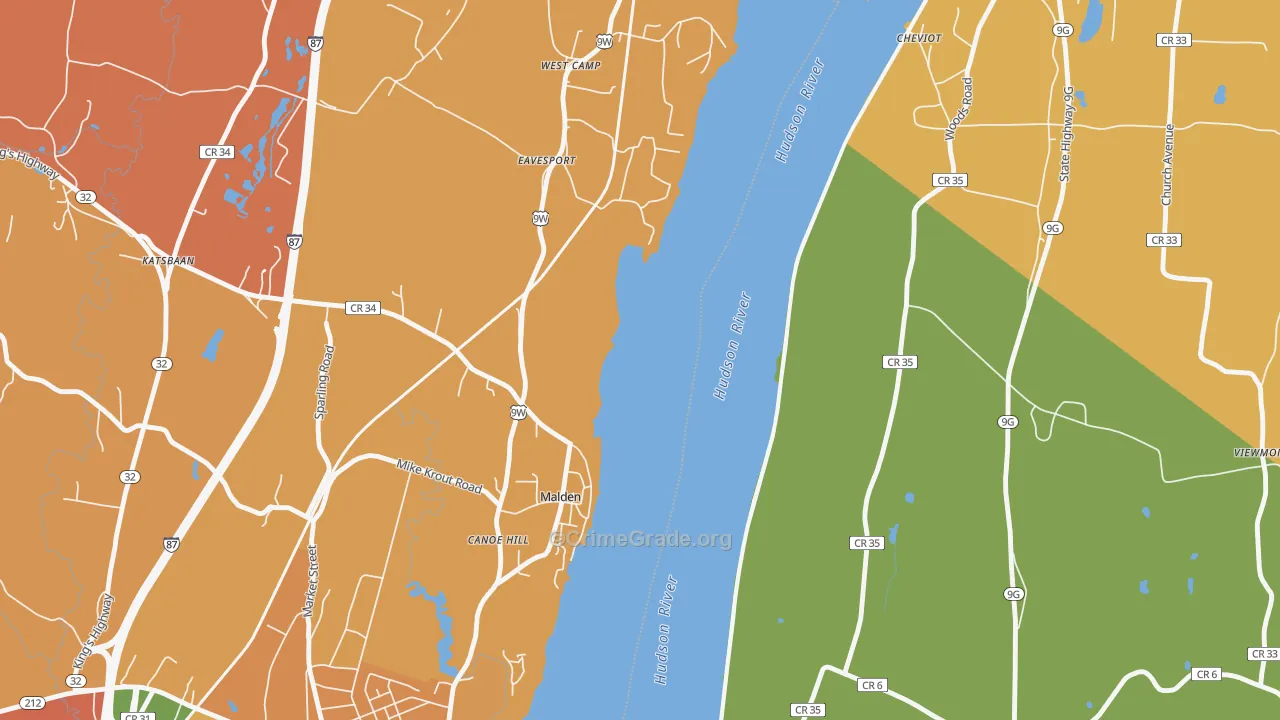 Malden-on-Hudson, NY Map of Arson Rates