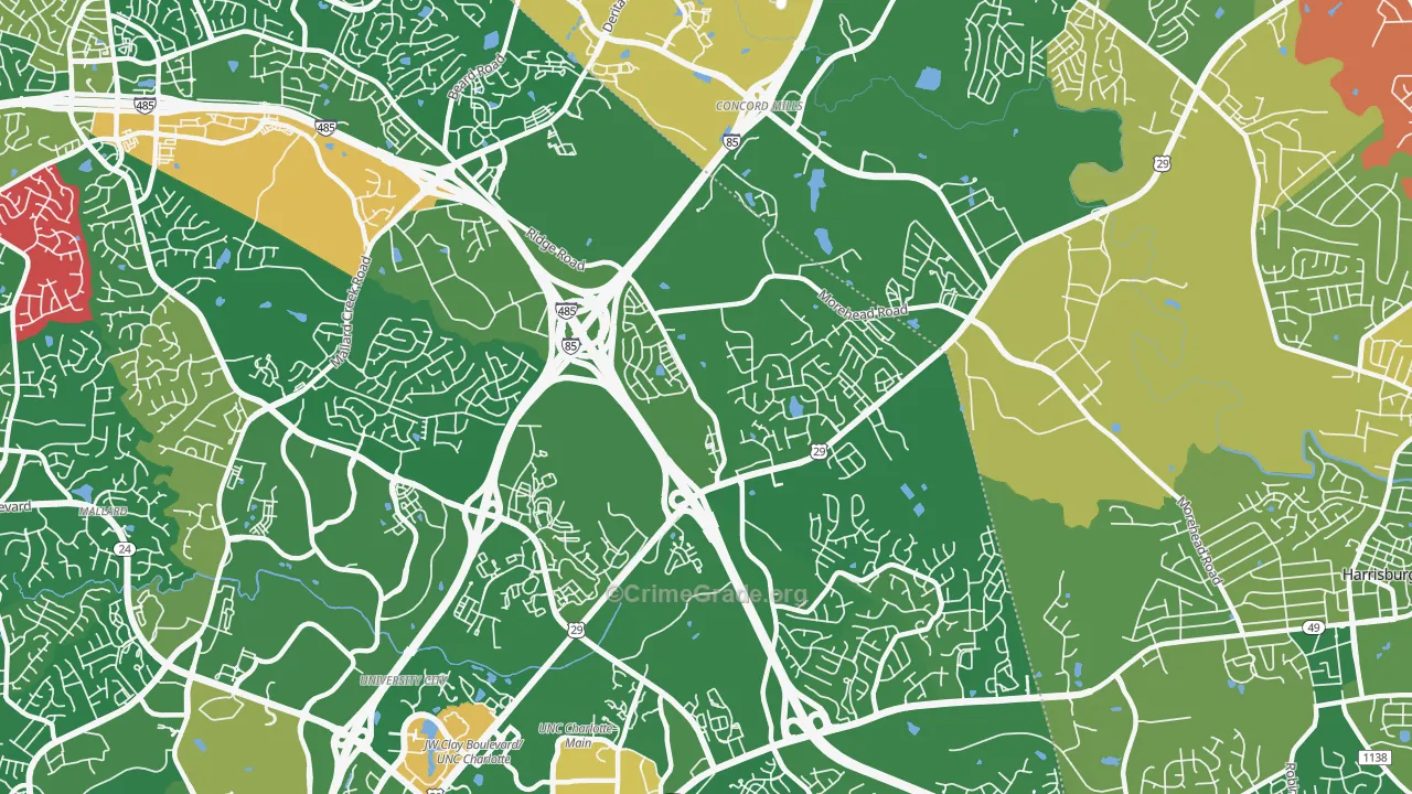 Mallard Creek-Withrow Downs, Charlotte, NC Map of Arson Rates