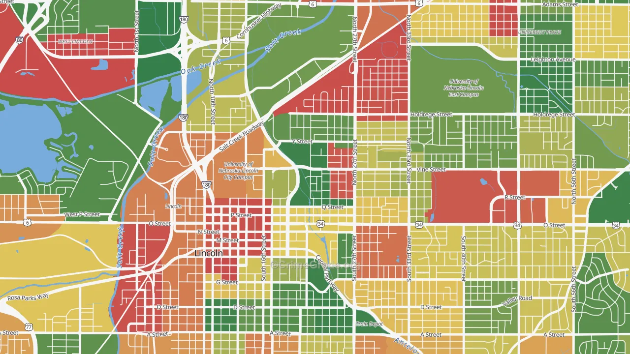 Malone, Lincoln, NE Map of Arson Rates
