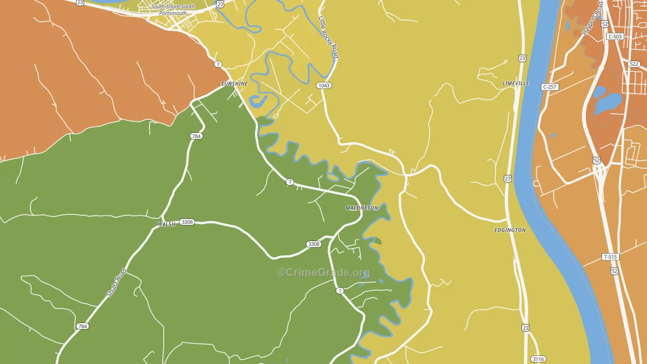 Maloneton, KY Map of Arson Rates