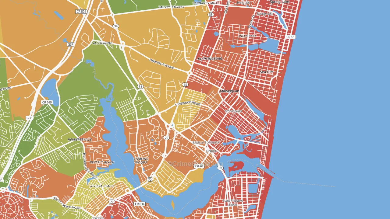 Manasquan, NJ Map of Arson Rates