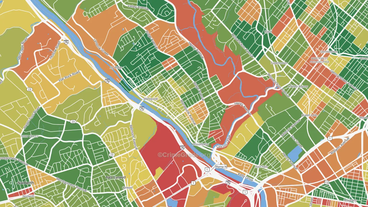 Manayunk, Philadelphia, PA Map of Arson Rates