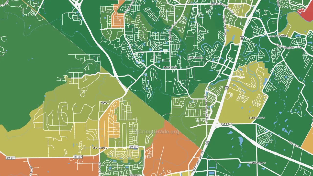 Manchaca, TX Map of Arson Rates