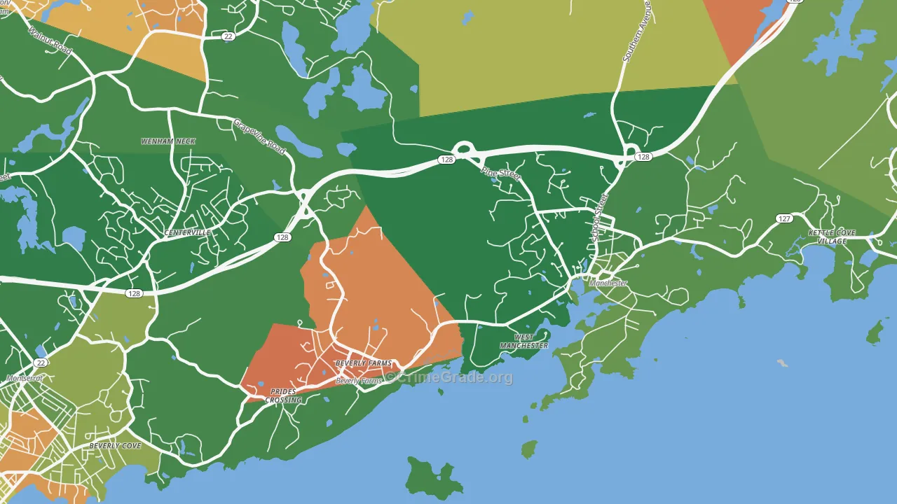 Manchester-By-The-Sea, MA Map of Arson Rates