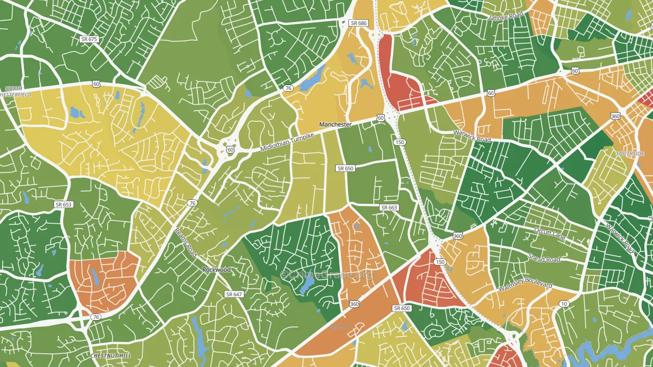 Manchester, VA Map of Arson Rates