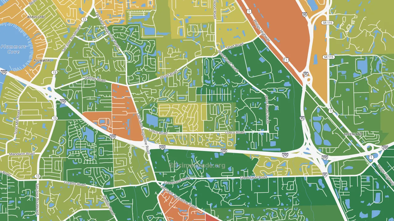 Mandarin Station-Losco, Jacksonville, FL Map of Arson Rates
