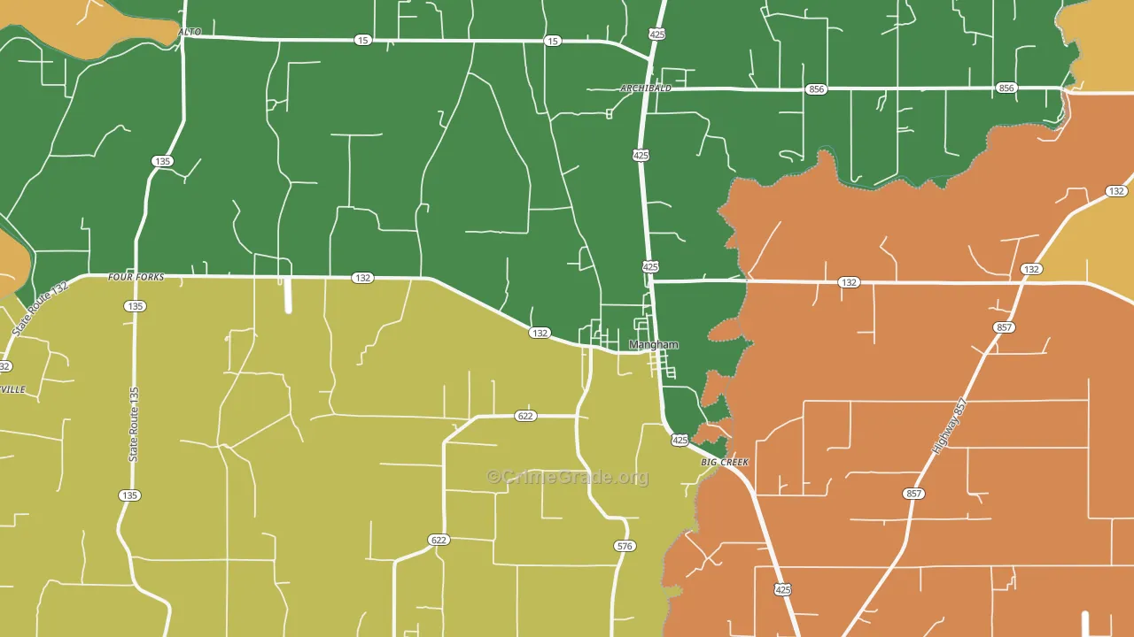 Mangham, LA Map of Arson Rates