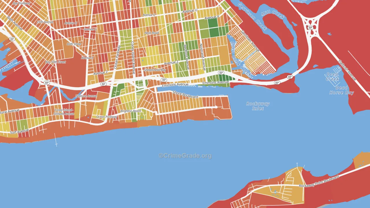 Manhattan Beach, Brooklyn, NY Map of Arson Rates