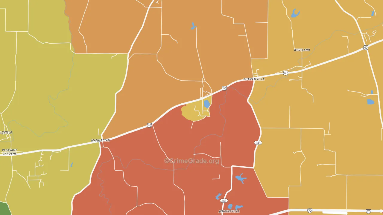 Manhattan, IN Map of Arson Rates