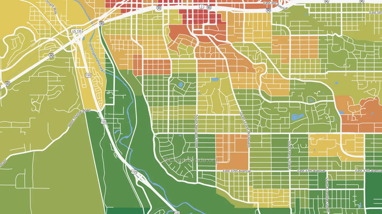 Manitocannon Hill, Spokane, WA Map of Arson Rates