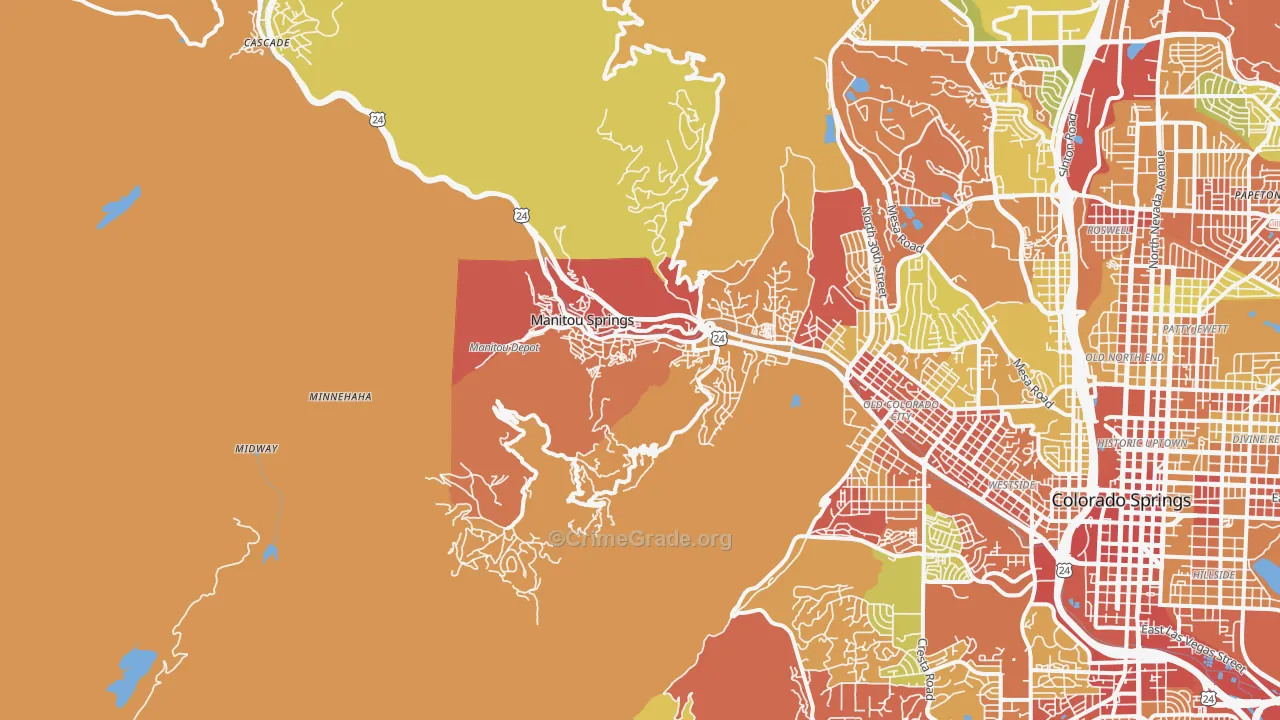 Manitou Springs, CO Map of Arson Rates
