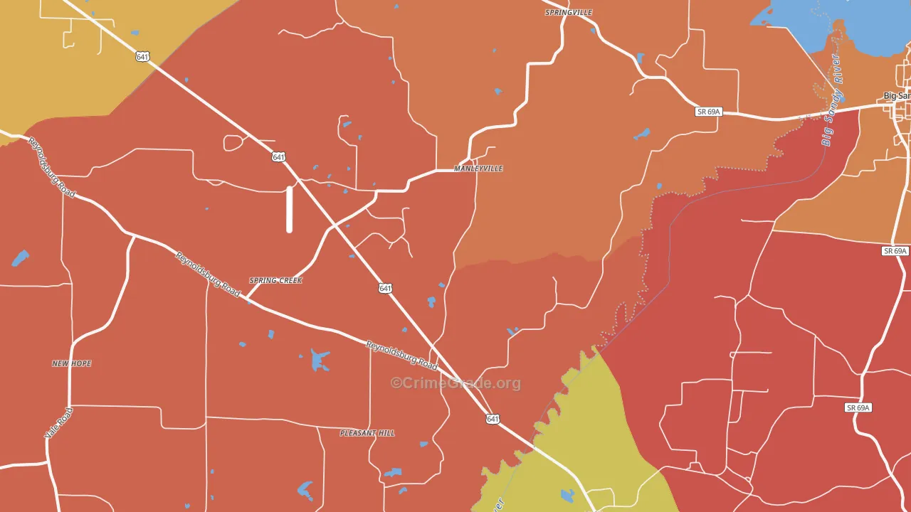 Manlyville, TN Map of Arson Rates