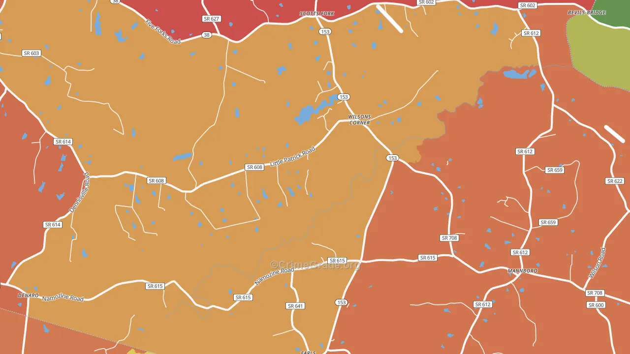 Mannboro, VA Map of Arson Rates