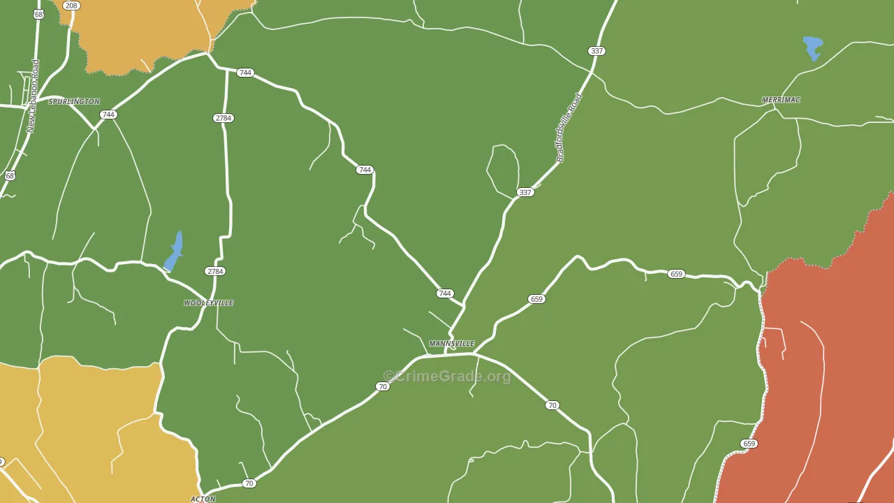 Mannsville, KY Map of Arson Rates