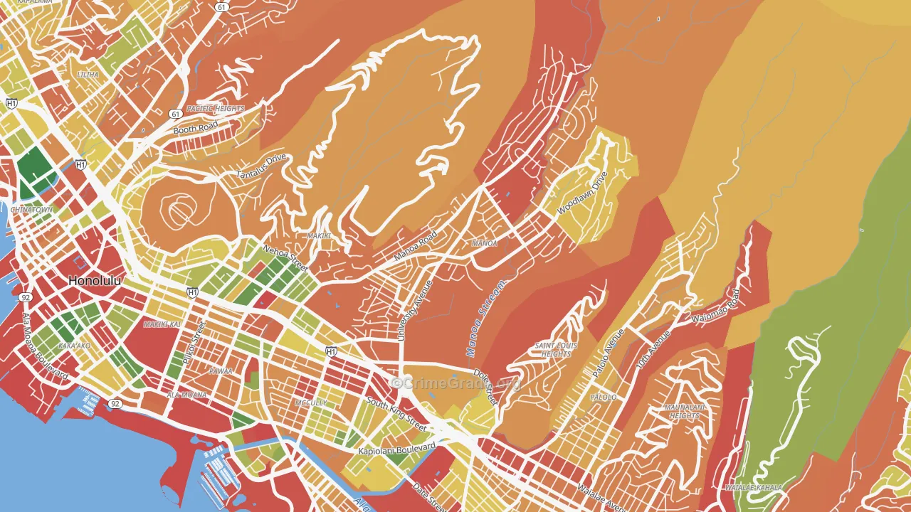 Manoa, Honolulu, HI Map of Arson Rates