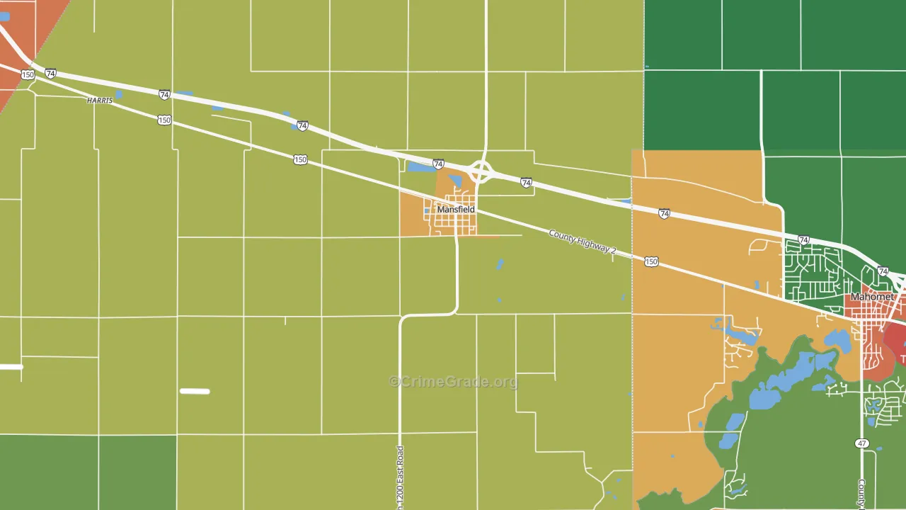 Mansfield, IL Map of Arson Rates