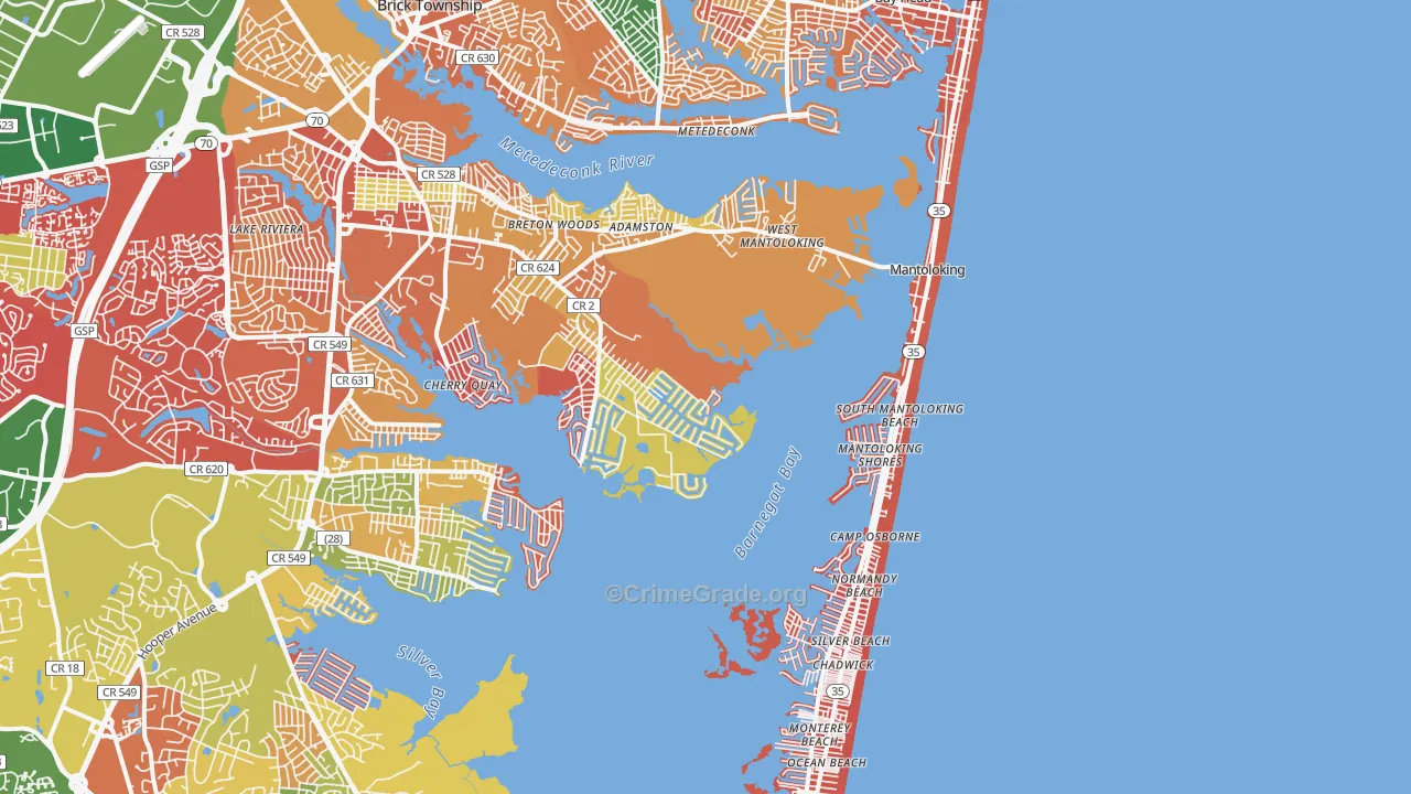 Mantoloking, NJ Map of Arson Rates