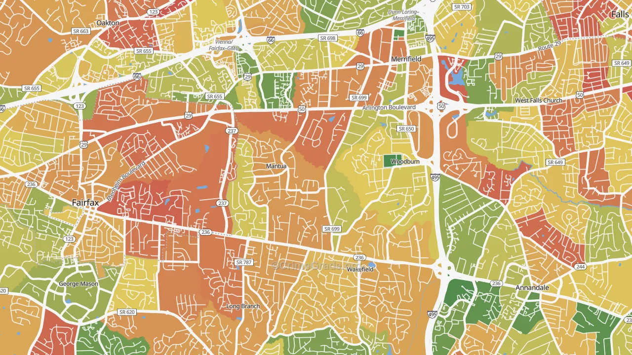 Mantua, Fairfax, VA Map of Arson Rates