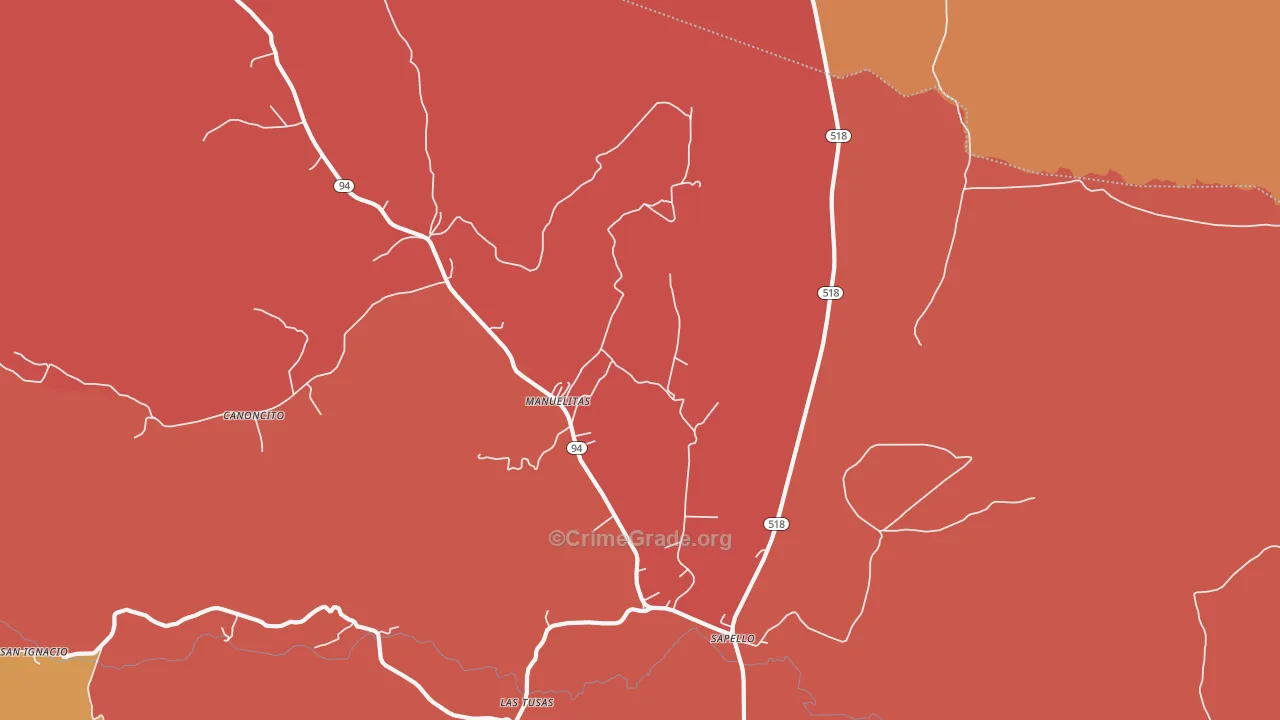 Manuelitas, NM Map of Arson Rates