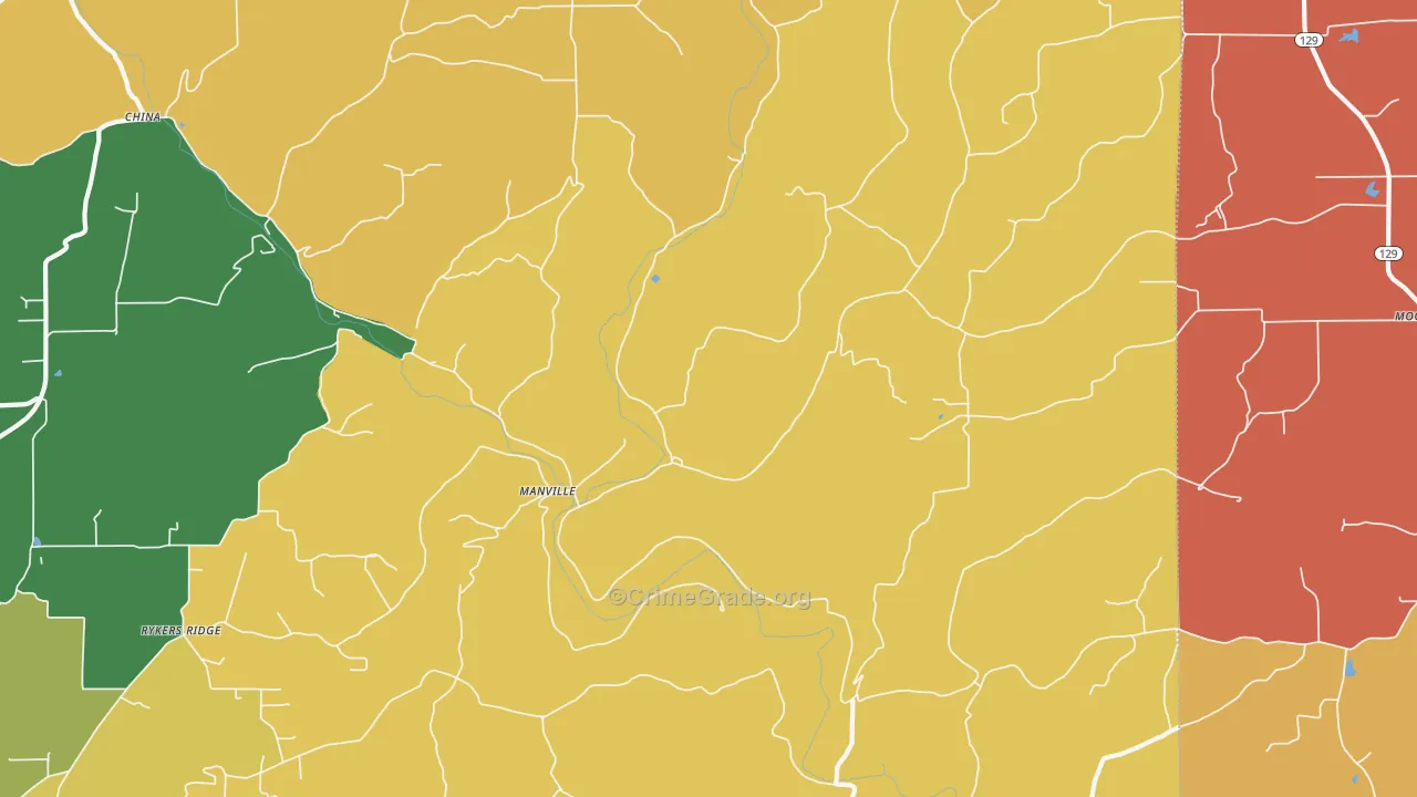 Manville, IN Map of Arson Rates