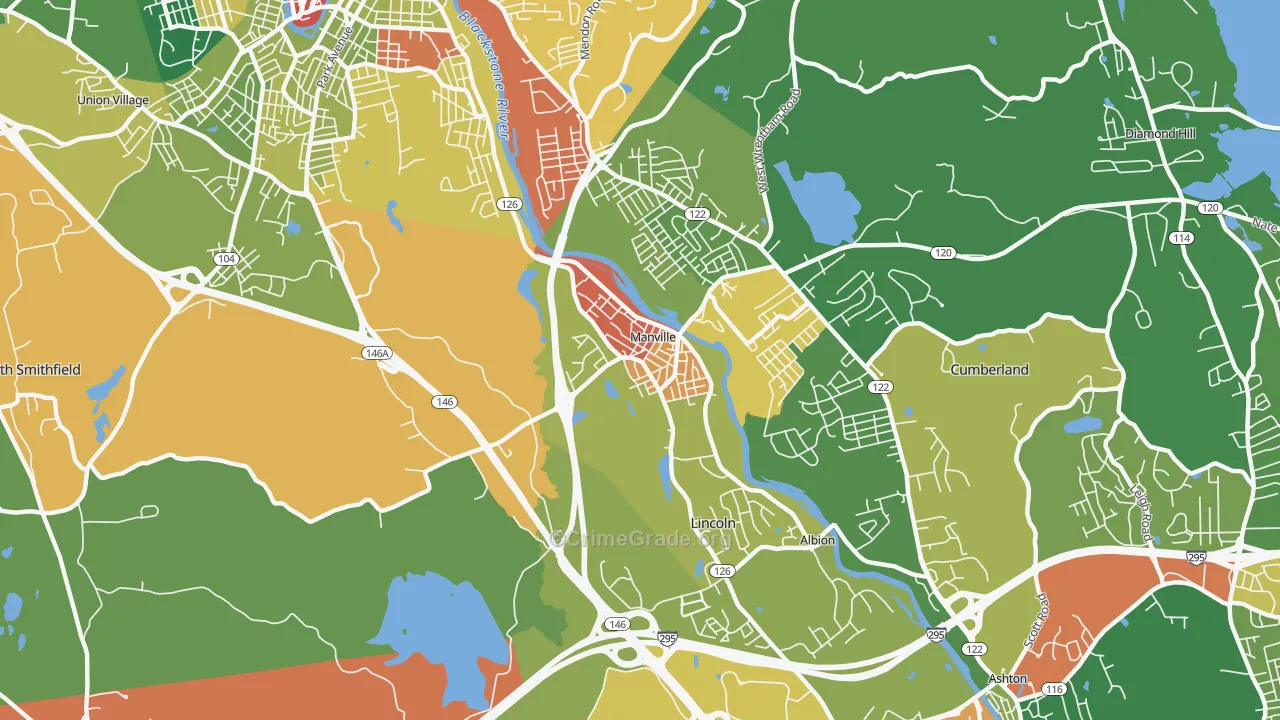 Manville, RI Map of Arson Rates