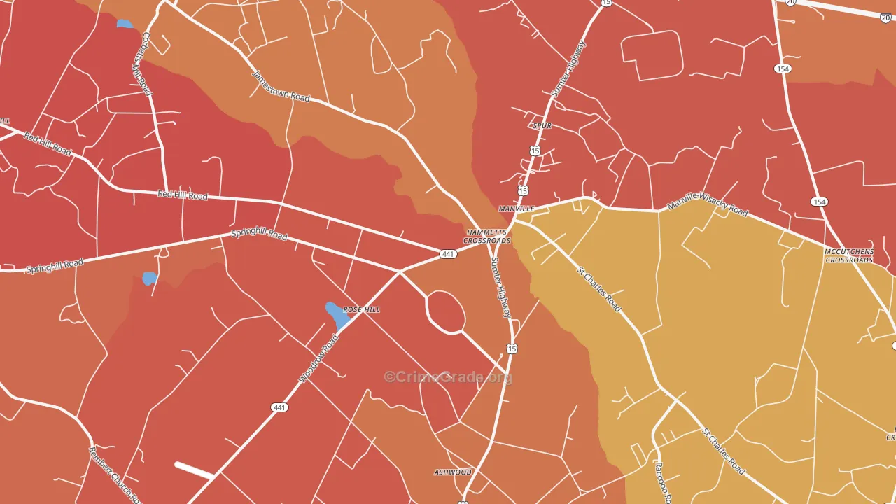 Manville, SC Map of Arson Rates