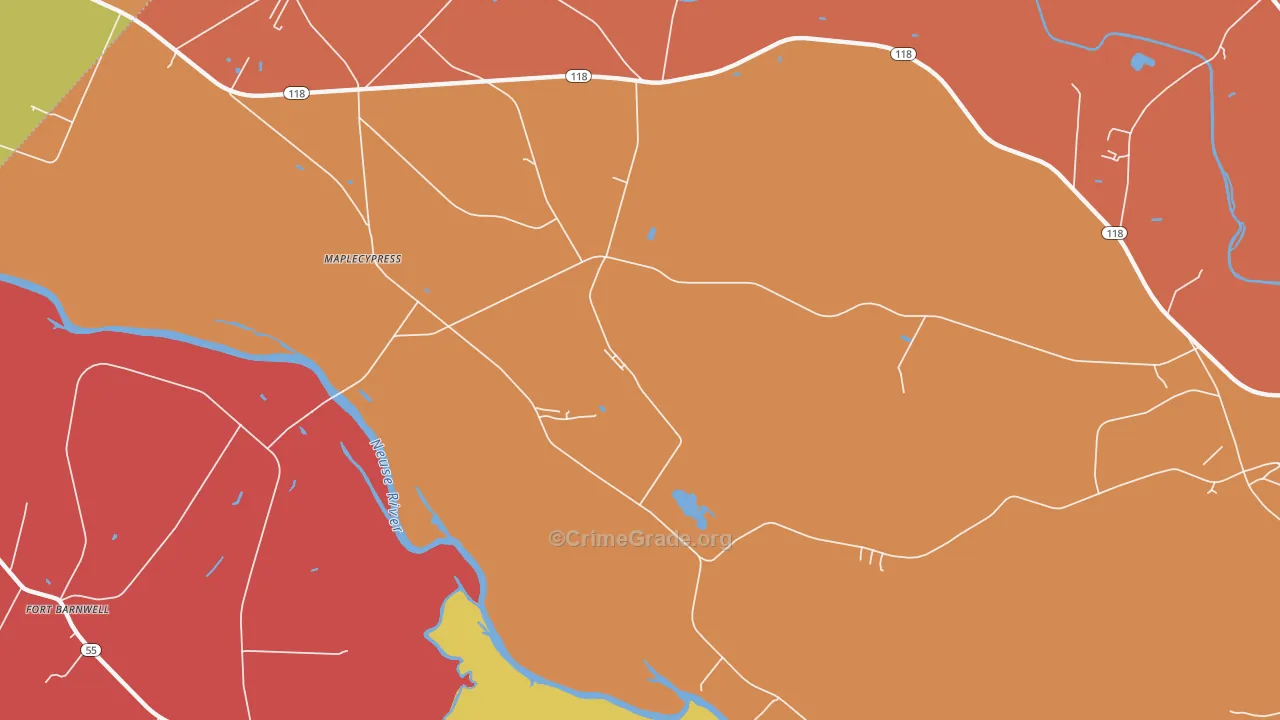 Maplecypress, NC Map of Arson Rates