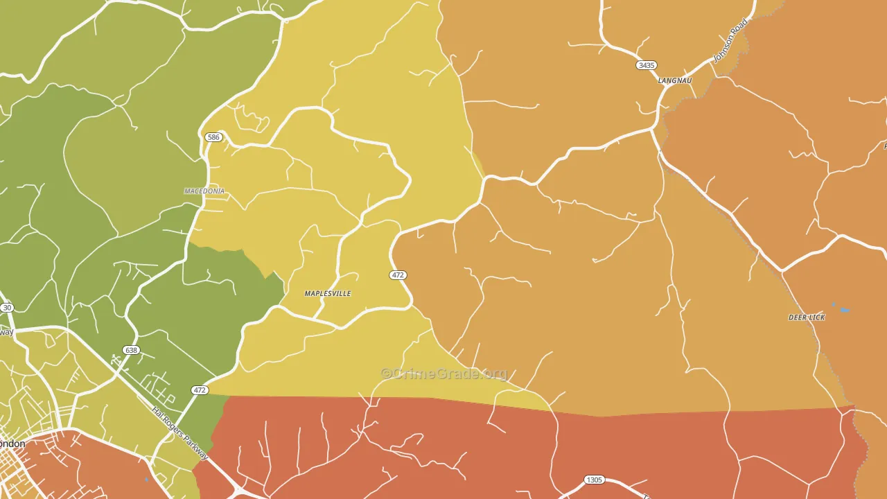 Maplesville, KY Map of Arson Rates