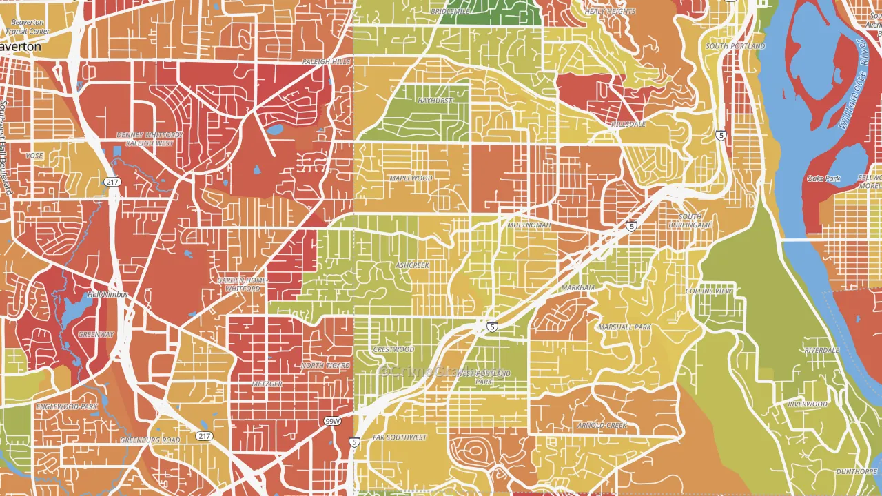 Maplewood-Ashcreek, Portland, OR Map of Arson Rates
